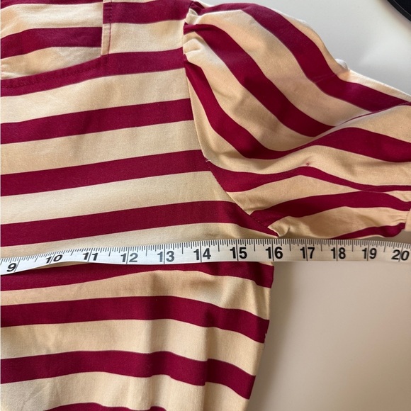 Vintage David Warren Midi Dress Fit N Flare A Line Red Striped Tomato Girl XS - Picture 12 of 14